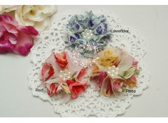 Selina Chiffon flower "Floral" - Medium (6.5cm), Pack of 3